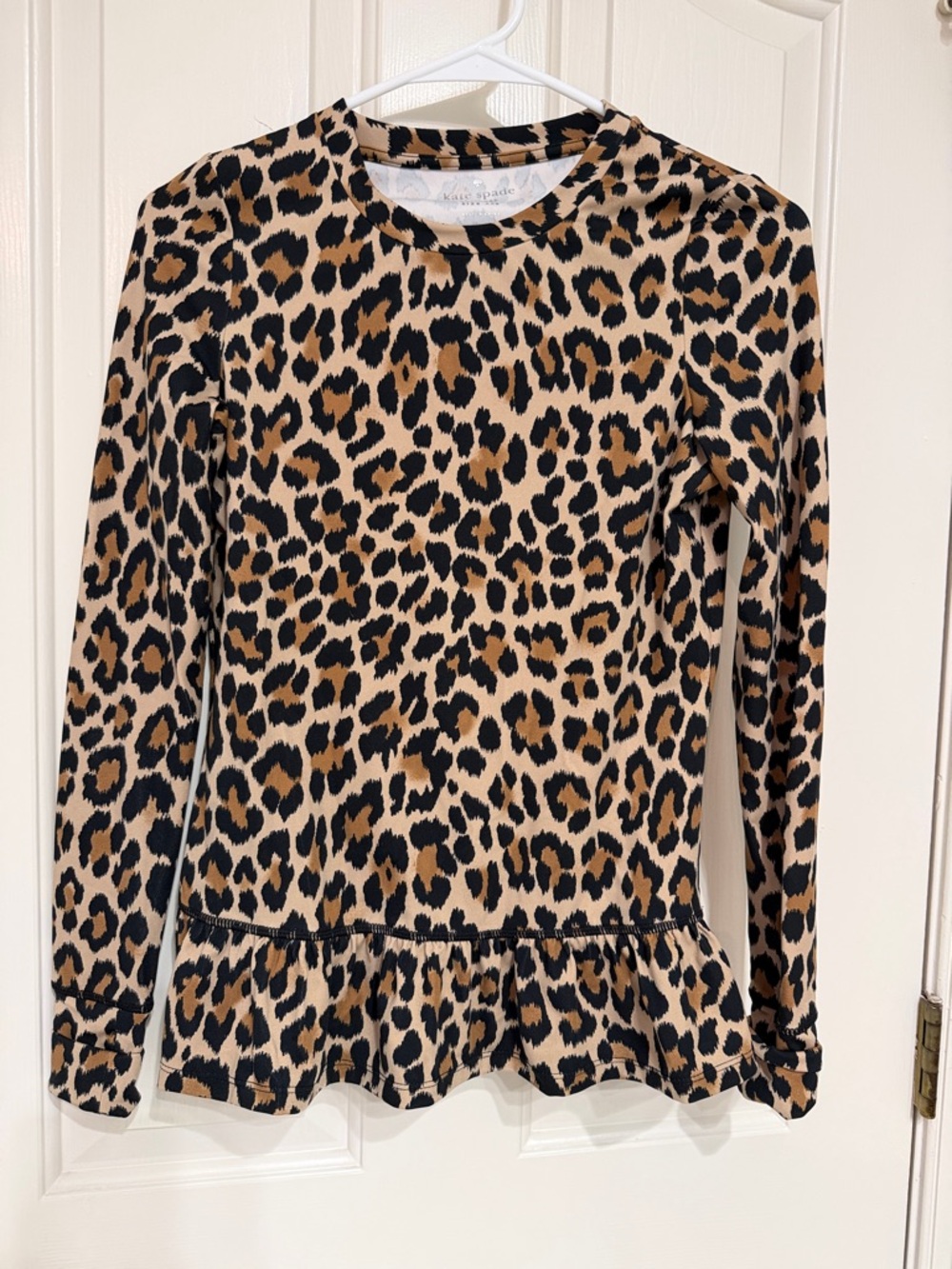 Like New XXS Kate Spade Leopard Print Peplum Top